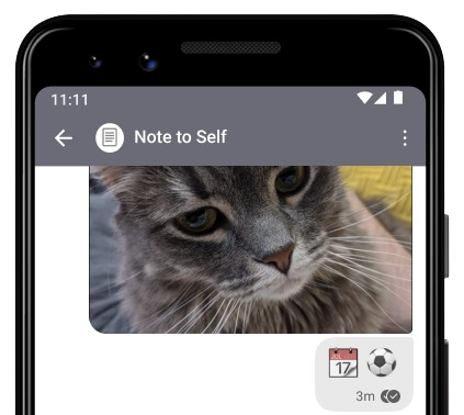 Android Phone showing the Note to Self feature on the Signal App